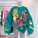 韓国 トレーナー パーカー トップス 長袖 ストリート風 ダーク系 ファッション レディース カップル服 ダンス カジュアル 春夏秋 ゆるい 原宿 衣装 バレン...