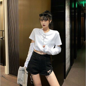 Tシャツ レディース 長袖 へそ出し ショート丈 トップス ショートタンクトップ 秋 ゆるい 韓国ファッション 原宿系ヒップホップ ダンス ストリート風 バレンタイン 2023 プレゼント