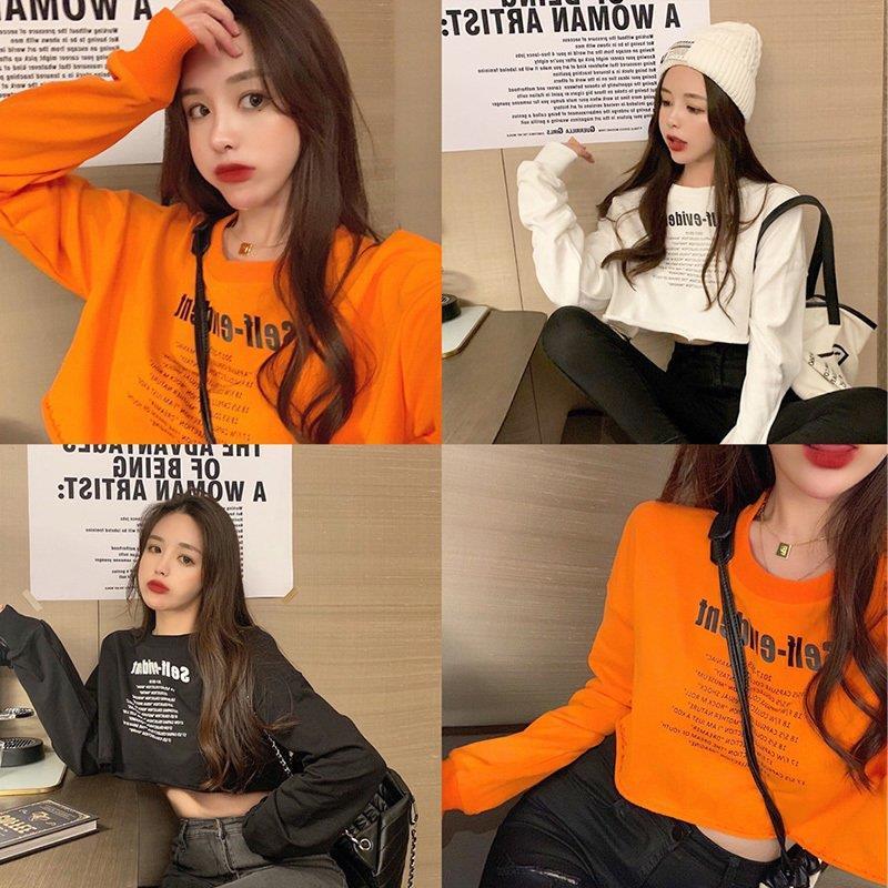 Tシャツ レディース 長袖春夏 へそ出し ショート丈 トップス 韓国ファッション 原宿系 ヒップホップ ダンス衣装 ストリート風 カジュアル バレンタイン 2023 プレゼント