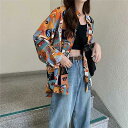 2023 原宿系 総柄 レディースファッション 長袖 トレーナー Tシャツ シンプル 派手 カワ な 服 個性的 ダンス 衣装 かわいい 奇抜 青文字系 トップス バレンタイン 2023 プレゼント