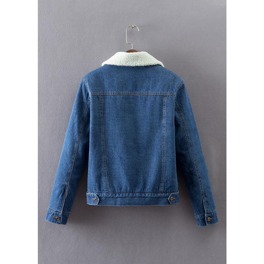 裏ボア デニムジャケットレディース Gジャン 秋冬 長袖 ブルー 女の子 おしゃれ 暖かい オシャレ 大人 カジュアル メンズライク 厚手 あったか バレンタイン 2025 3