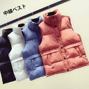 中綿ベスト レディース ベスト 中綿入り ノースリーブ ハイネック スナップボタン ポケット付き 重ね着 厚手 あったか 暖かい トップス レイヤード 秋新作 ...