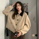 ジャケット レディース ニット 秋ジャケット オーバーサイズ ニットカーディガン バイカラー 春ジャケット 厚手 ドロップショルダー 春秋 プレゼント