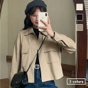 ジャケット 秋 レディース ミリタリージャケット スプリングジャケット 折り襟 ワーク風 大きいポケット 秋ジャケット ドロップショルダー プレゼント