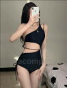 ワンショルダー 水着 ワンピース レディース 体型カバー セクシー ワンピース水着 黒 肌見せ 大きいサイズ 韓国 ハイウエスト 海 プール ビーチ 美脚 背中見せ 背中あき おしゃれ 女性水着 20代 30代 40代 ブラック