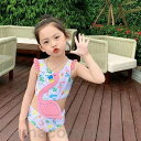 子供水着 90~140cm 花柄 フリル ワンピース水着 フラミンゴ flamingo キャップ付き 子ども ジュニア スクール水着 みずぎ ラッシュガード 水着 女の子 ガールズ