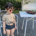 子供水着 90~130cm 半袖 スクール水着 みずぎ シンプル クリア ビギニ ラッシュガード 水着 女の子 キッズ 子ども用ベビー水着 セパレート タンキニ ジュニア