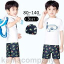 キッズ 水着 恐竜 男子 ボーイズ セパレート 男の子 ジュニア 子供 3点セット Tシャツ