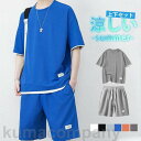 セットアップ メンズ ルームウェア 重ね着風 上下 半袖Tシャツ ショートパンツ 短パン トップス 夏用 スポーツ