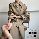トレンチコートレディース50代 40代2023 春秋ロング 大きいサイズ ショート 無地 アウター シンプル(4)