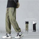 春 カーゴパンツ メンズ ワークパンツ ロングパンツ ウエストゴム パンツ ズボン ジョガーパンツ ボトムス 無地 刺繍ロゴ シンプル