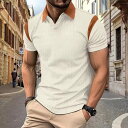 夏 新作 メンズ polo シャツ ワッフル ジャガード 無地 半袖 tシャツ