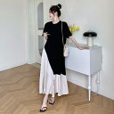 新しい夏のロング大きいサイズの女性のゆったり着痩せ80kgガールコットンドッキングサテン半袖ワンピース