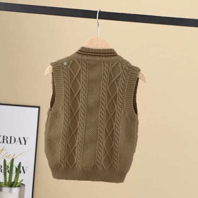 ベビー服 ニットベスト キッズ ベスト 制服 男の子 女の子 Vネック ケーブル編み ...