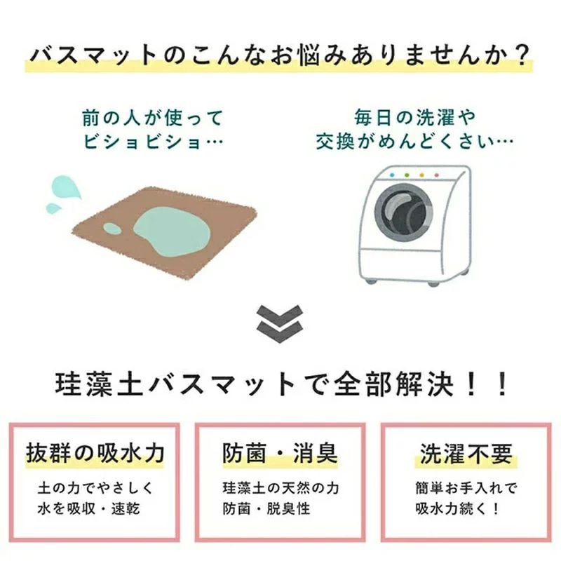 珪藻土バスマット40x60cm~90x150cm 大判 サイズ 珪藻土マット 風呂 バスマット 足...