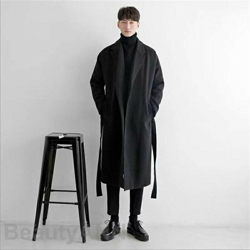 ロングコート メンズ アウター チェスターコート ロング丈 暖かい ベルテッド ベルト付 韓国 ドルマン袖 冬服 秋冬 お洒落 プレゼント ギフト 父の日 彼氏