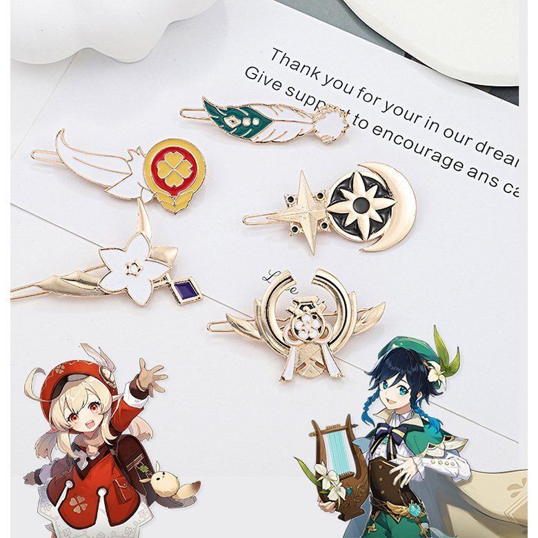 原神 ヘアピン 髪留め キャラクター オリジナル クレー ウェンティ 八重神子 刻晴 モナ 蛍 イメージ こくせい ハロウィン 衣装 コスプレ グッズ