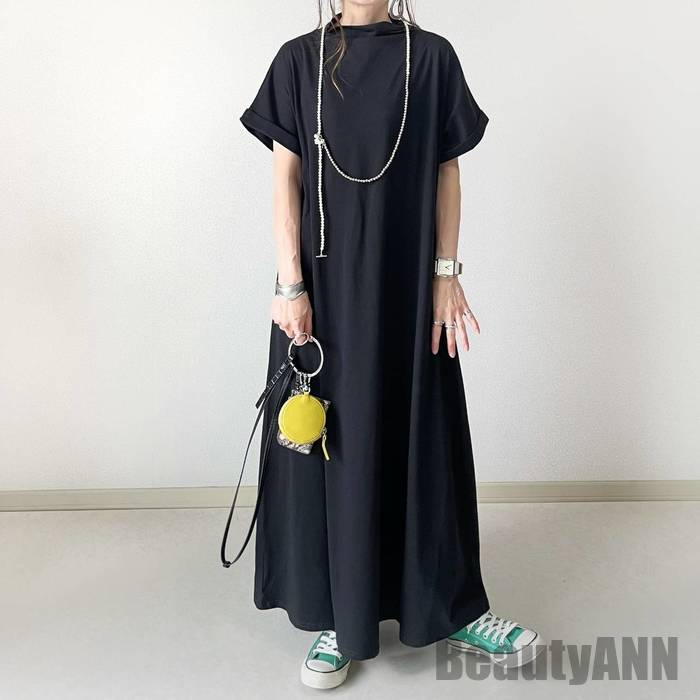 ワンピース レディース 袖あり きれいめ 長袖 半袖 黒ワンピース プリーツ スカート ウエストベルト ロング丈 おしゃれ ドレス ニット カジュアル ナチュラル ホワイト ブラック 黒 白 春 秋 冬 20代 30代 40代 50代