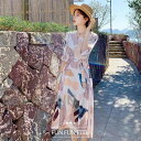 ワンピース レディース ワンピース キレイめ 膝丈ワンピース 夏 半袖 シフォンワンピ 配色 ロング丈ワンピ オシャレ Vネックワンピース 通勤 着痩せ ロング...