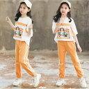 ジャージ 子供服 半袖 Tシャツ セットアップ キッズ カジュアル 女の子 パンツセット ウエストゴム スポーツウェア ジュニア 夏