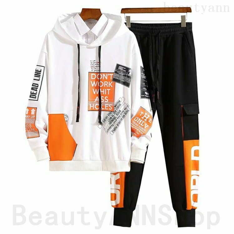 ジャージ メンズ 上下セット 秋冬 スポーツウェア 2点セット フード付き パーカー 長袖 スウェットパンツ 伸縮 カジュアル 学生 通学 ルームウェア 部屋着 通気 ゆったり 10代20代