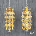 アルミ蓮笠瓔珞(ようらく ヨウラク 珱珞) (1対) 金メッキ 中(4号)(高さ23cm)白玉 仏壇 仏具