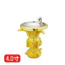 花立て 真鍮 彫り入り金メッキ 4寸【仏壇 仏具】 本山彫り 浄土真宗 東 大谷派