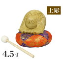 木魚セット【本楠 上彫り】4.5寸 一式(布団7寸、撥(バイ)5号) 仏具 バチ 寺院 お寺 販売