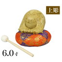 木魚セット【本楠 上彫り】6寸 一式(布団1尺、撥(バイ)7号) 仏具 バチ 寺院 お寺 販売