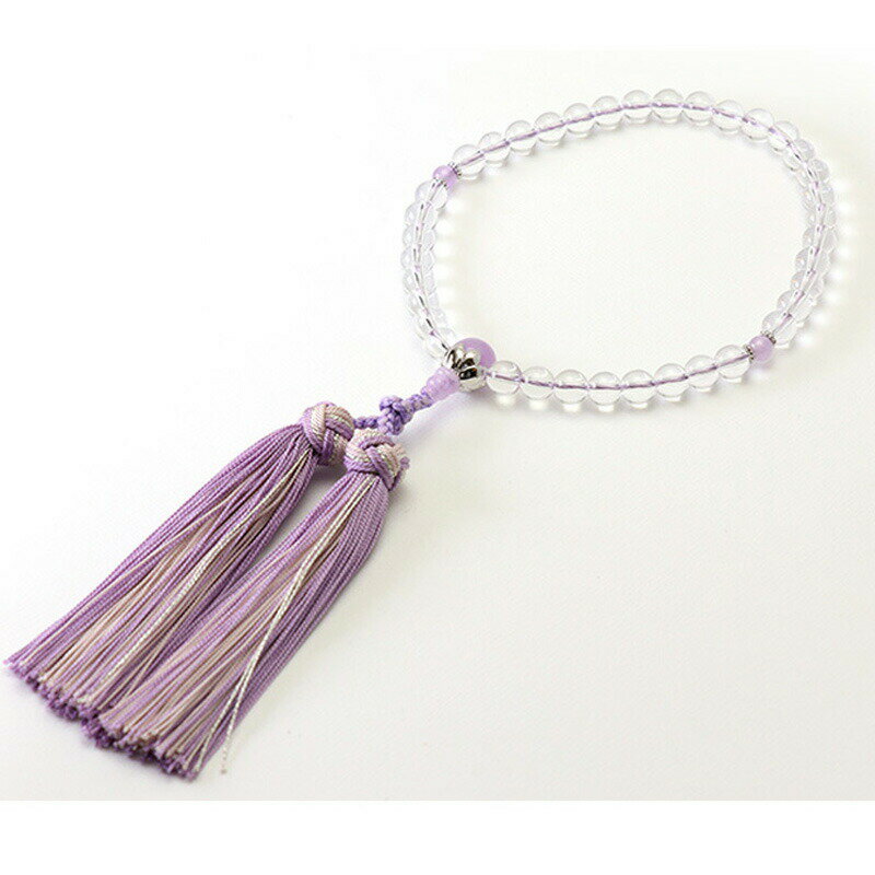 【希少品】女性用高級念珠・数珠 本水晶 藤雲石仕立 銀花かがり房（LG-002）/女性 数珠 念珠 高級数珠 ..