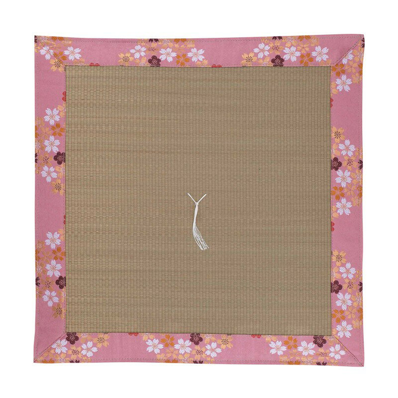 夏用座布団 モダン天然い草座布団 「新錦流れ桜・ピンク リバーシブル」 No.68/座布団 仏間用座布団 仏..