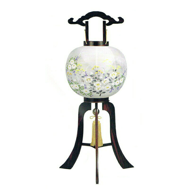 盆提灯 黒檀 No.564 (11号 大内行灯 外絹張二重)/盆ちょうちん お盆 提灯 1個 半対 灯燈 初盆 ギフト 盆提灯 新盆 絹 盆提灯 小さい