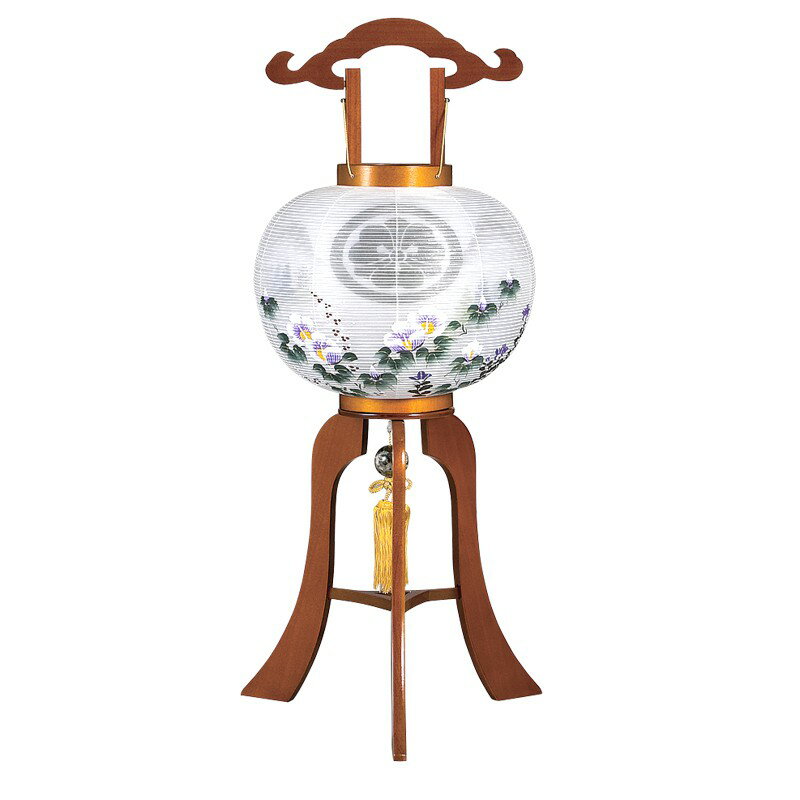 盆提灯 家紋 ケヤキ色 No.075 (11号 大内行灯 家紋入り マグネット組立式 外絹張二重)/盆ちょうちん お盆 提灯 1個 半対 灯燈 初盆 ギフト モ...