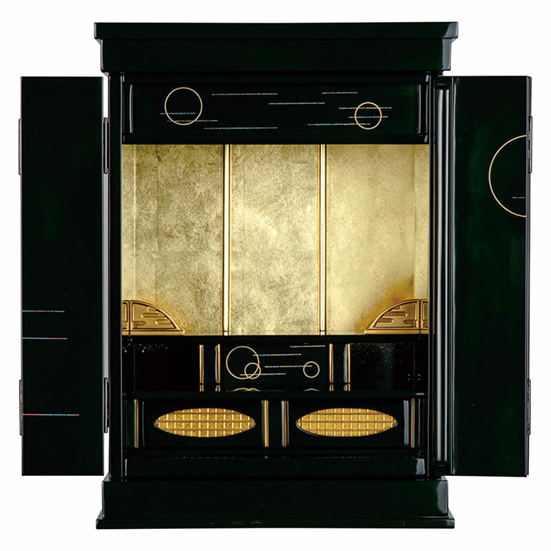 仏壇 塗り モダン仏壇 「ゼマリーナ」 グリーン 18号 （v13-132-4）/家具調仏壇 モダン仏壇 ミニ仏壇 小型仏壇 モダンミニ仏壇 コンパクト おしゃれ 仏壇 モダン ミニ