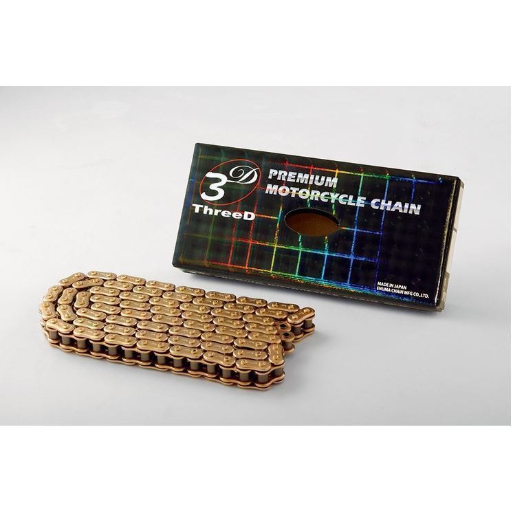 ☆EK江沼チェーン ThreeD SPRシリーズ 525SPR-120L ゴールド色 カシメタイプ NXリング (525-112/525-114/525-116/525-118選択可能)