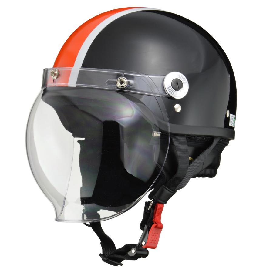 LEAD リード工業 CROSS クロス CR-760 ハーフヘルメット SG・PSC（125cc以下用）フリーサイズ ブラック×オレンジ