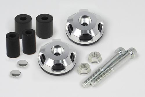 ☆ 武川 TAKEGAWA 06-01-0378 2ピースハンドルバーエンド (ブラック/シルバー) 汎用ハンドルパイプ(内径..