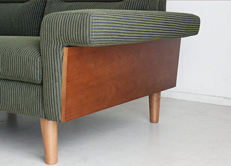 ソファー 組立品 コーデュロイ生地 グリーン モスグリーン 布 2人掛け 2P 2人用 モダン おしゃれ レトロ 北欧 高級感 肘付き ソファ リビングソファー [3]