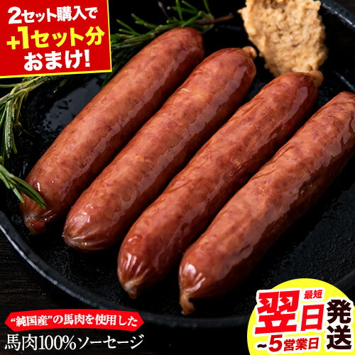【賞味期限：2025年7月28日】【2セット購入で+1袋おまけ！】 馬肉100% ソーセージ 500g 1袋 肉 馬肉 ソーセージ 1kg 1.5kg 熊本県産 純国産 BBQ 送料無料 惣菜 おかず ギフト 《1-5営業日以内に出荷予定(土日祝除く)》
