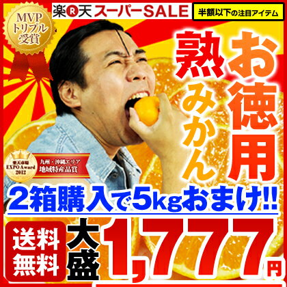 みかん名産地熊本だからなせるこの味!この価格!!低酸・高糖度!コクのある味わい！大盛りみかん【送料無料】楽天総合ランキング1位のみかん【2012年EXPO賞受賞店舗】《楽天月間MVP3冠達成記念商品》 みかん名産地！熊本産限定樹成り熟みかん☆「お徳用熟みかん大盛り1箱10kg」更に2箱分買えば5kgおまけ!!予約商品《12月3日〜12月中旬頃より順次出荷》訳あり