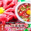 馬刺し 馬肉 国産 熊本 特選赤身＆ユッケ 数量限定 お徳なお試しセット 2人前 200g ユッケタレ付 小袋醤油付 小袋生姜付