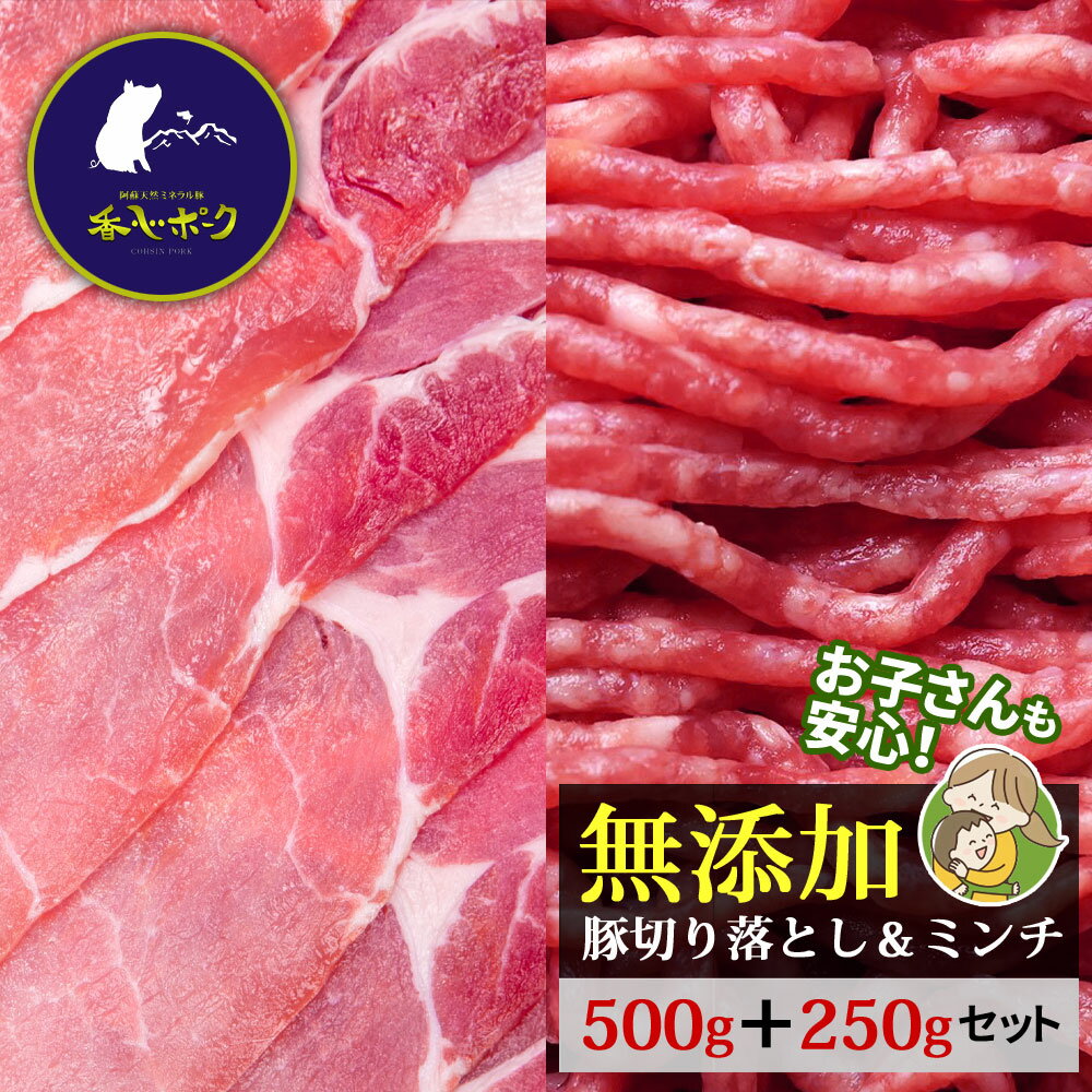 【ホワイトデー ギフト】 豚肉 切り落とし 500g 豚ミンチ 250g 【合計750g】業務用 メガ盛り 熊本 香心ポーク 無添加 こま切れ 豚小間 豚こま ハンバーグ