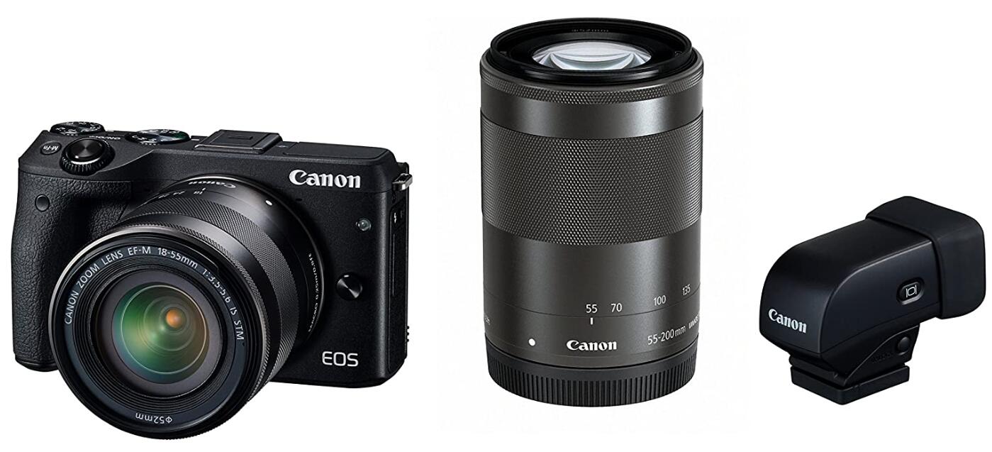 【中古】Canon キヤノン EOS M3 ダブルズームEVFキット ブラック