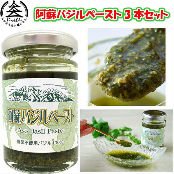 【送料無料】【無農薬バジル】九州熊本の逸品　阿蘇バジルペースト100g　3個セット　阿蘇健康農園　お家で簡単本格イタリアン・熊本・お土産・ご当地　※北海道発送不可