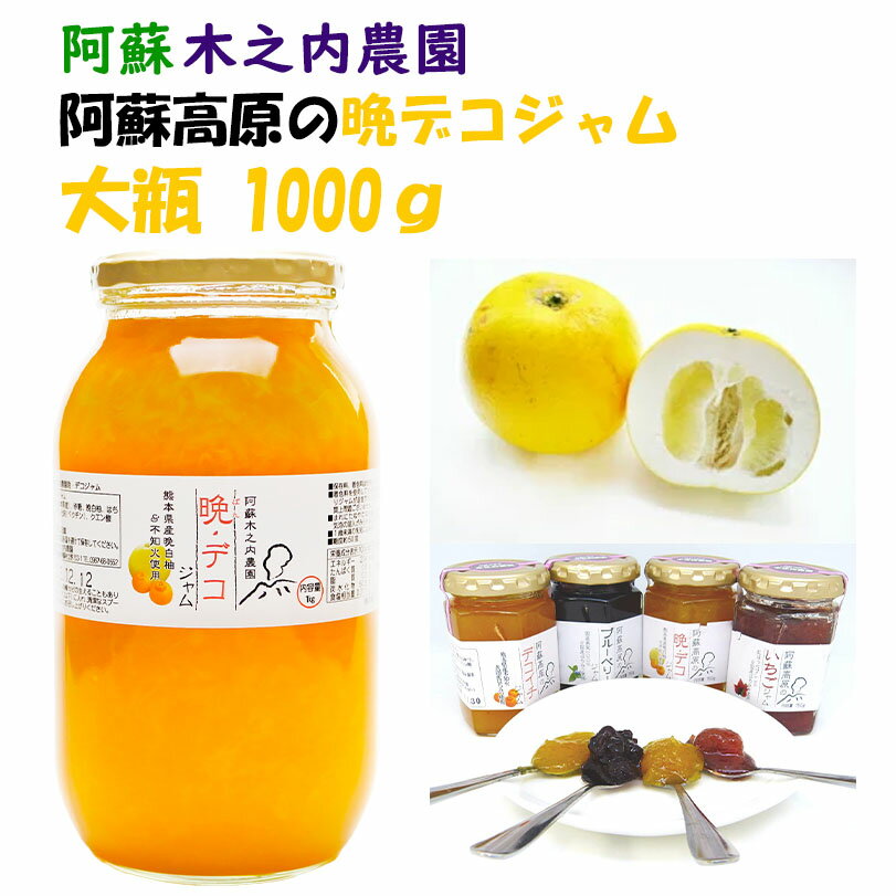 九州熊本の逸品 阿蘇木之内農園 阿蘇高原晩デコジャム1kg（1000g） 熊本県産晩白柚/不知火（デコポンと同品種）使用 ※人気商品の為発送まで1週間以上かかる可能性がございます。国産はちみつ使用 ハチミツ 蜂蜜 果実ぎっしり 熊本 お土産