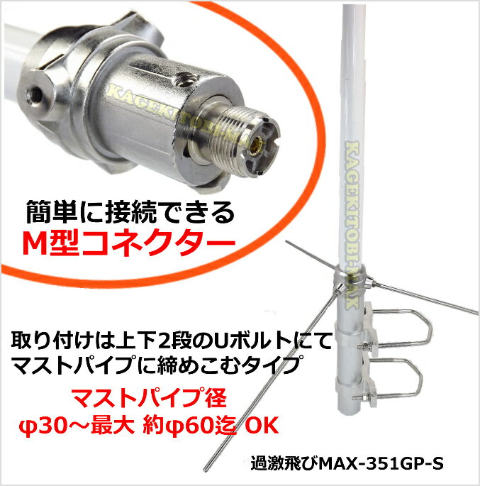 351MHz デジタル簡易 無線専用設計・基地局用 高性能・遠距離通信アンテナ S 新品 2