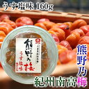 浜地屋 三重県産 紀州南高梅干し うす塩味 160g 塩分9％