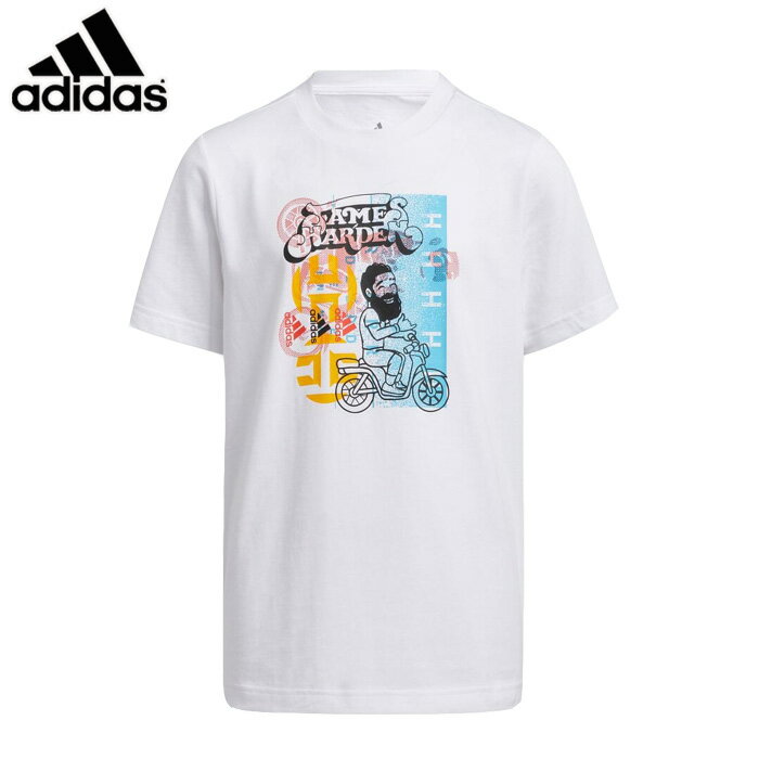 adidas/アディダス バスケットボール トップス ジェームスハーデン_Tシャツ_ジュニアジェームス・ハーデンの若きファンに捧げるグラフィックTシャツ。ハーデンのように自在にボールを操りたい。これは、ジェームス・ハーデンの創造性に満ちたプレーに憧れるキッズ向けのアディダス バスケットボール Tシャツ。正面にレトロなタッチのグラフィックをあしらったデザイン。ソフトで快適なコットン製。成長途中のプレーヤーにふさわしい、ルーズフィットシルエットを採用している。ルーズフィットリブ仕上げのクルーネックソフトな着用感ジェームス・ハーデンのグラフィック■生産国■■品質素材■綿100%(シングルジャージー)■カラー■ホワイトネコポス対応！全国一律350円でお届け。代金引換・時間指定はできません。注文時に配送方法をネコポスで指定してください。詳しくは配送方法をご覧ください。adidas/アディダス バスケットボール トップス ヤングクリエーターズハーデンアバター半袖Tシャツ半袖Tシャツ