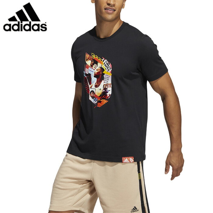 adidas/アディダス バスケットボール トップス 半袖_Tシャツ_NBA_ダミアンリラード2021SSデイムの功績を讃えるグラフィックTシャツ。生まれながらのレジェンドはいない。努力なくしてレジェンドにはなれない。そんな彼らの歩んできた道のりに敬意を表したデザインのアディダス バスケットボールTシャツが誕生。これは、オークランドからオレゴンへと渡り歩いてきたダミアン・リラードの経歴をトリビュートしたもの。ソフトなコットン製で、動きやすいルーズフィットに仕上げている。 ルーズフィットリブ仕上げのクルーネック前面にグラフィック■生産国■■品質素材■綿100%（シングルジャージー）■カラー■ブラックadidas/アディダス バスケットボール トップス デイムアブストラクション半袖Tシャツ