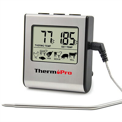 デジタル 温度計 TP-16 ThermoPro TP16　（シルバー） ※箱なし【定形外郵便のみ送料無料】英語マニュアルマグネット付き　収納型卓上スタンドグリル、オーブン、BBQ、燻製作り※電池別売り※代引き・ニッセン後払いはできません。 1